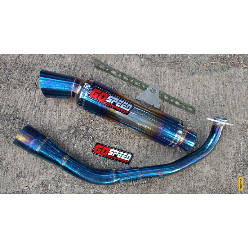 knalpot racing corong Thailand original GOSPEED half blue Mio Beat Vario Scoopy nmax aerox Lexy pcx 