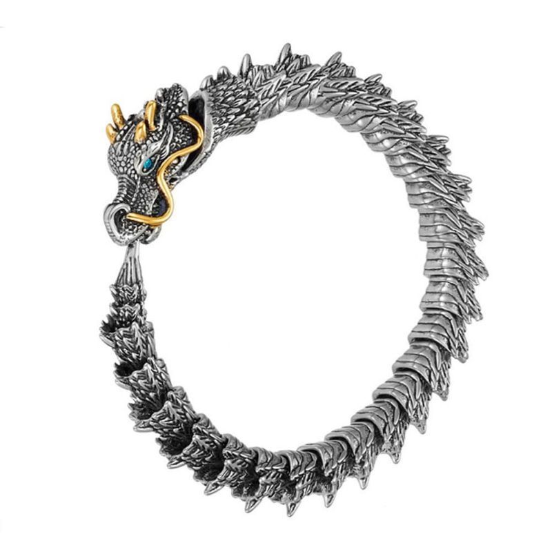 GELANG RANTAI KEPALA NAGA 20CM PUNK RETRO GELANG PRIA NAGA GELANG RANTAI TANGAN NAGA PRIA GELANG