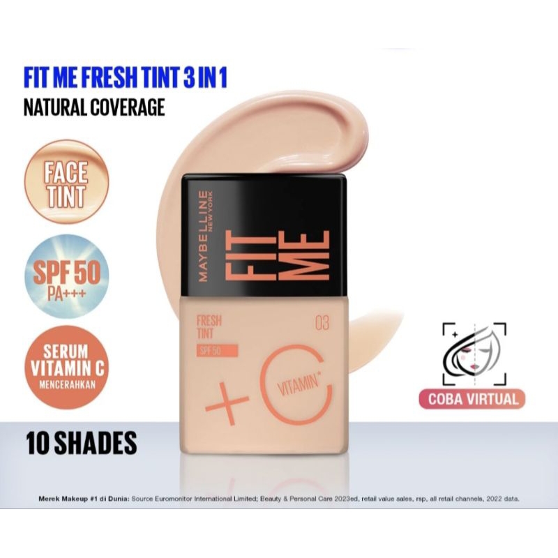 Maybelline Fit Me Fresh Tint 3In1 Foundation With Sunscreen SPF 50 - 30ml