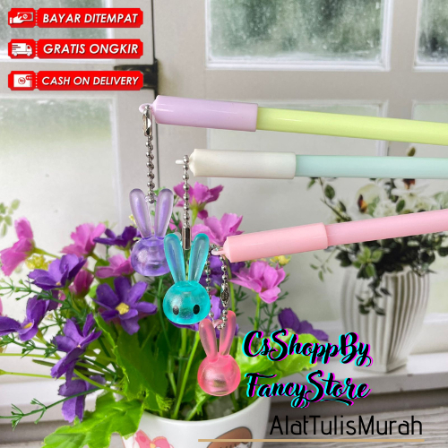 

Pulpen Gel Gantungan Kepala Kelinci Bening Pen Gel Rabbit Head PG1011 Bisa COD