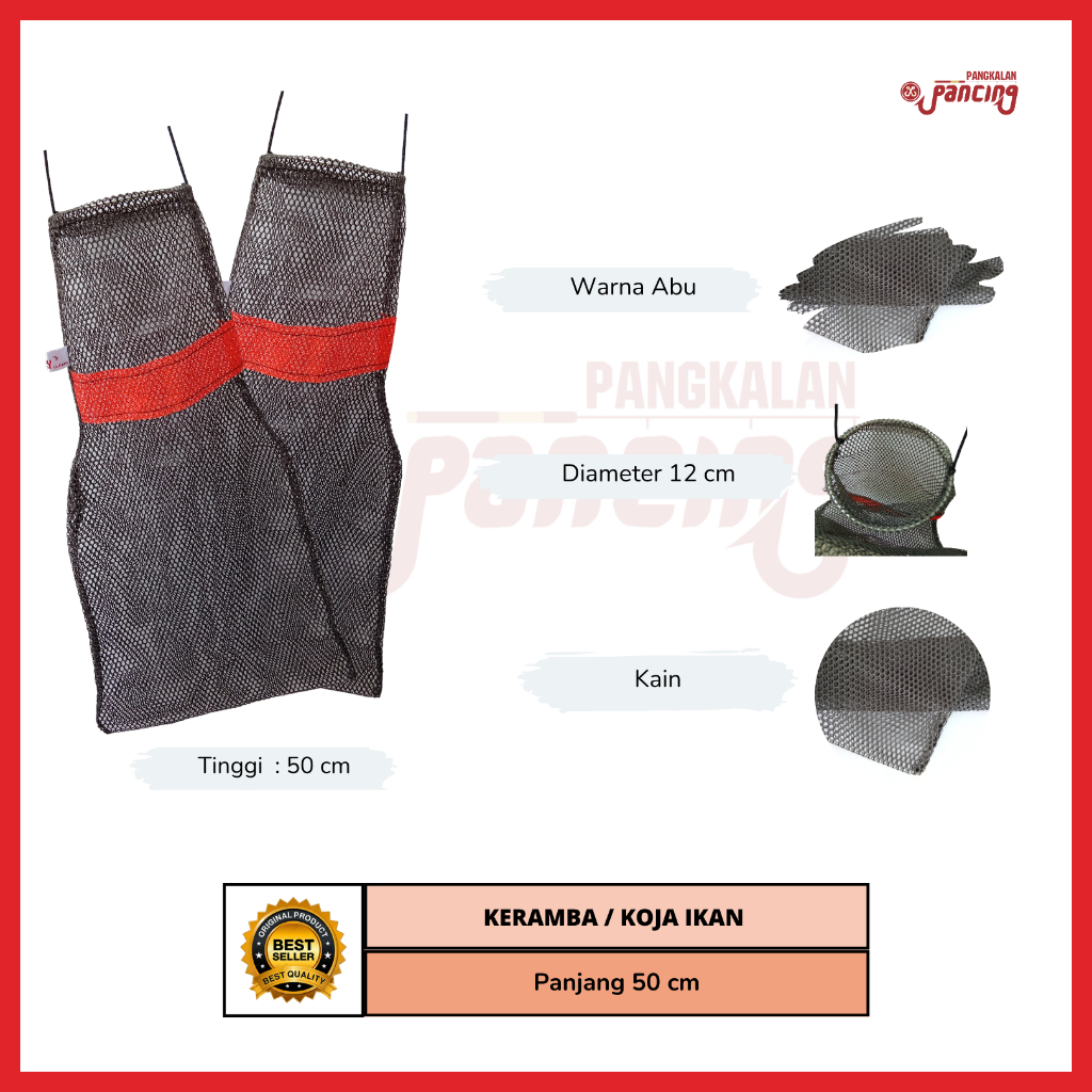 KOJA POLET STRIP MERAH / KERAMBA IKAN PANJANG 50 CM