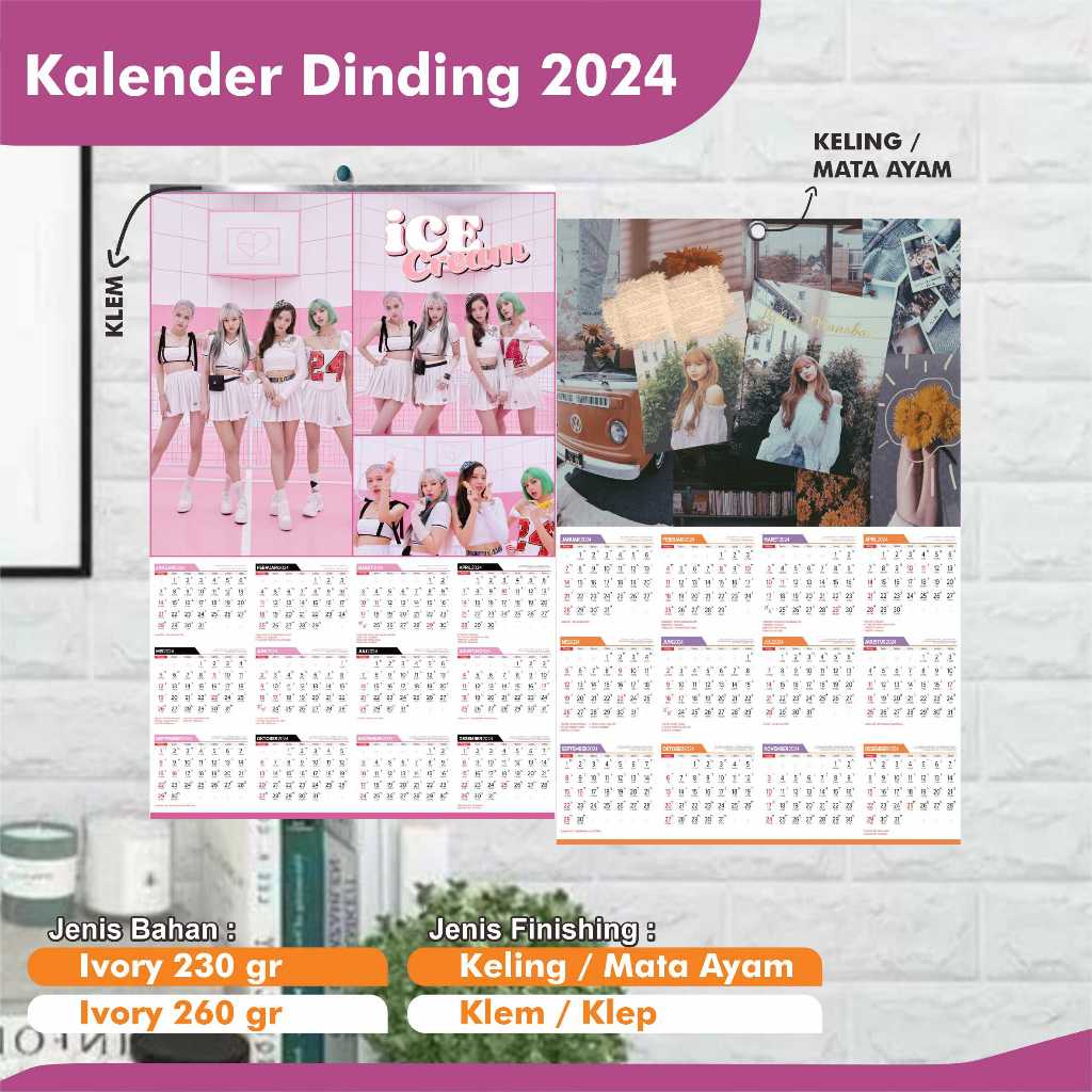 

Kalender Blackpink 2024 1 Tahunan | 12 Bulanan | Free Custom Desain | Lisa Jennie Rose Jiso Blink