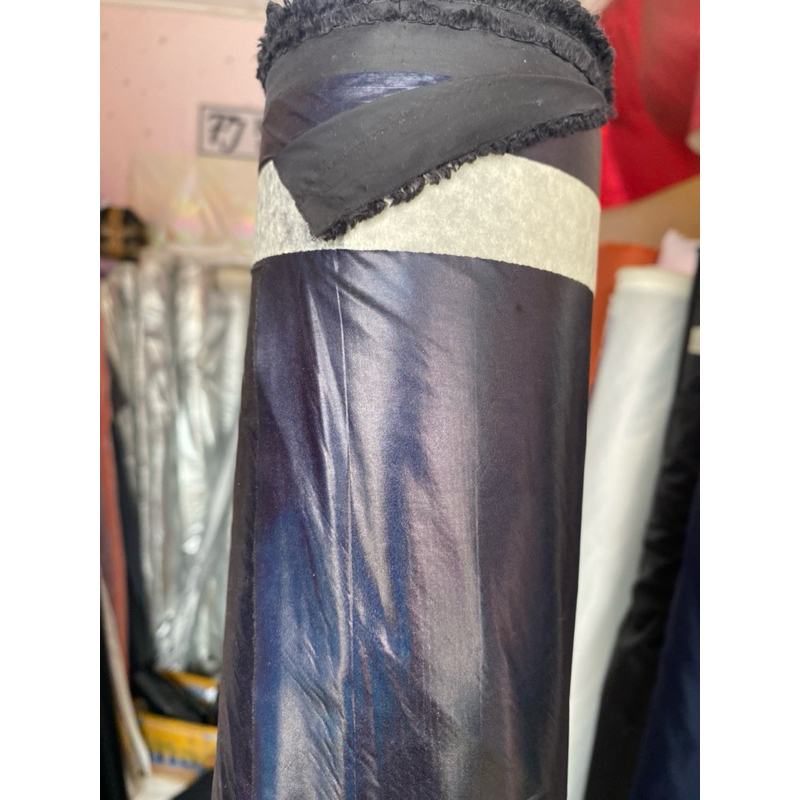metalic kain parasut latek holo warna biru Dongker