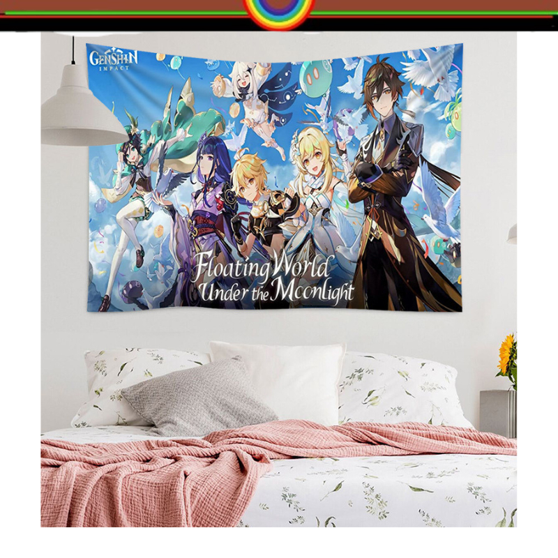 POSTER KAIN ANIME GENSHIN IMPACT HIASAN DINDING BACKGROUND BACK GROUND LATAR BELAKANG DEKORASI RUMAH
