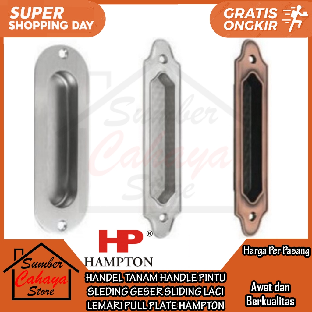 Hampton HP PP 512 001 Za Sn Ab Pull Plate Handel Handle Tanam Hendel Tarikan Tarik Oval Bulat Klasik