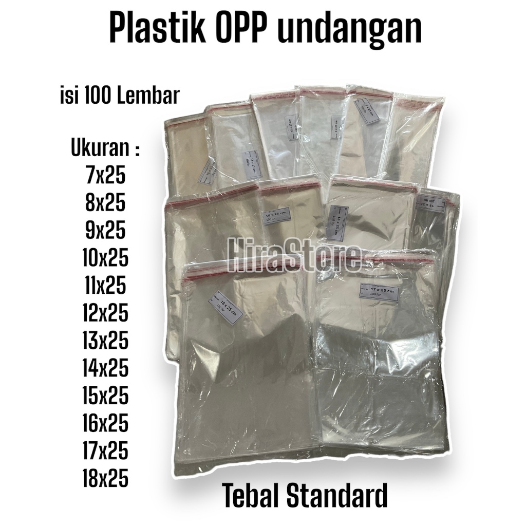 Plastik OPP Undangan / Plastik kemasan sandal / Plastik seal / Plastik Garment lem berbagai ukuran