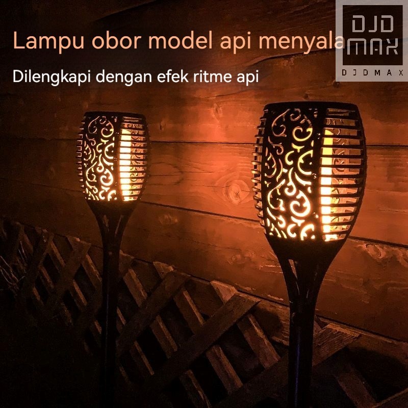 DJDMax Lampu Taman Obor Solar LED/ Lampu Taman Tancap Model Obor Tenaga Surya LED / Lampu Api Taman 
