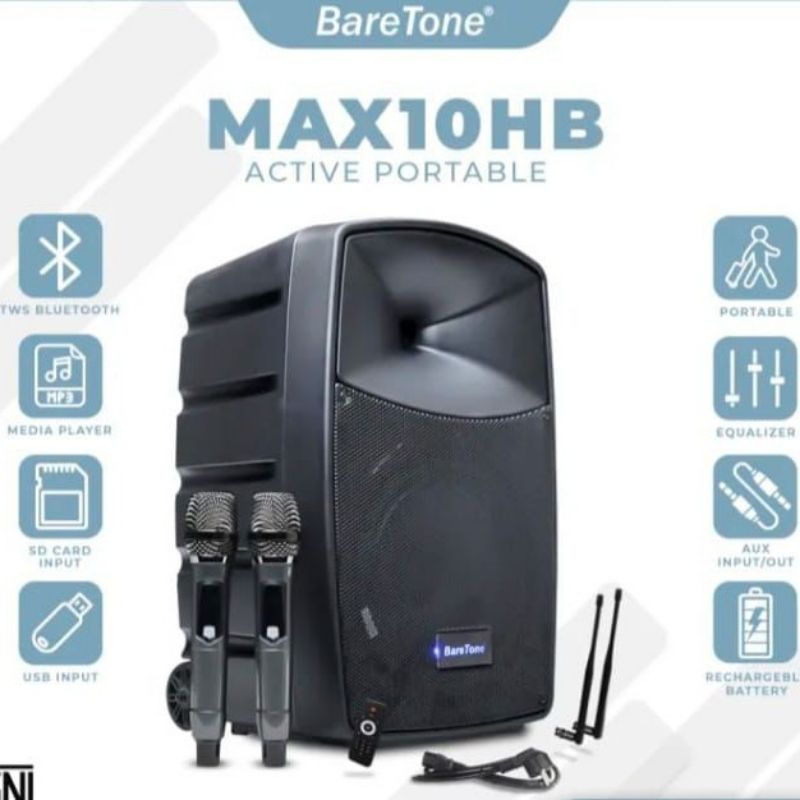 Portable Baretone MAX 10HB Original Speaker 10 Inch Bluetooth