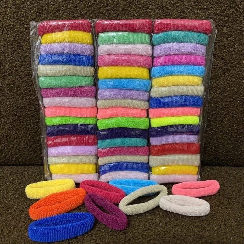48pcs Ikat Rambut Warna Warni / Ikat Rambut Tebal / Ikat rambut Korea / karet rambut basic polos