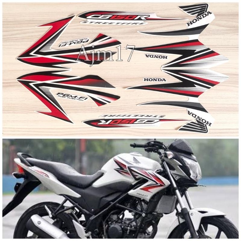 STIKER STRIPING CB 150 R CB150R CB 150R 2013 PUTIH LIS MERAH
