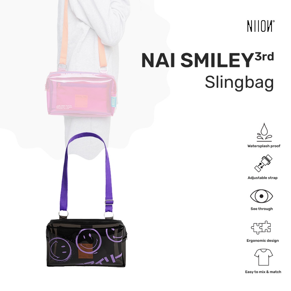 Niion x Smiley 3rd Pop Glaze Nai Sling Bag Transparent / Tas Selempang Transparan Wanita Pria