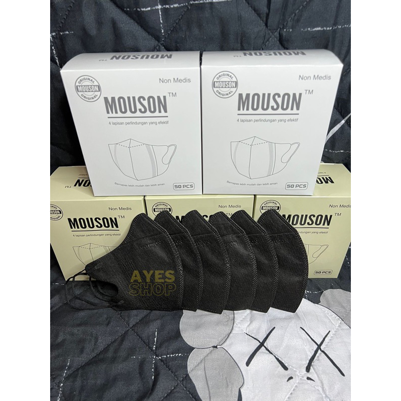 MASKER DUCKBILL MOUSON HITAM 50PCS