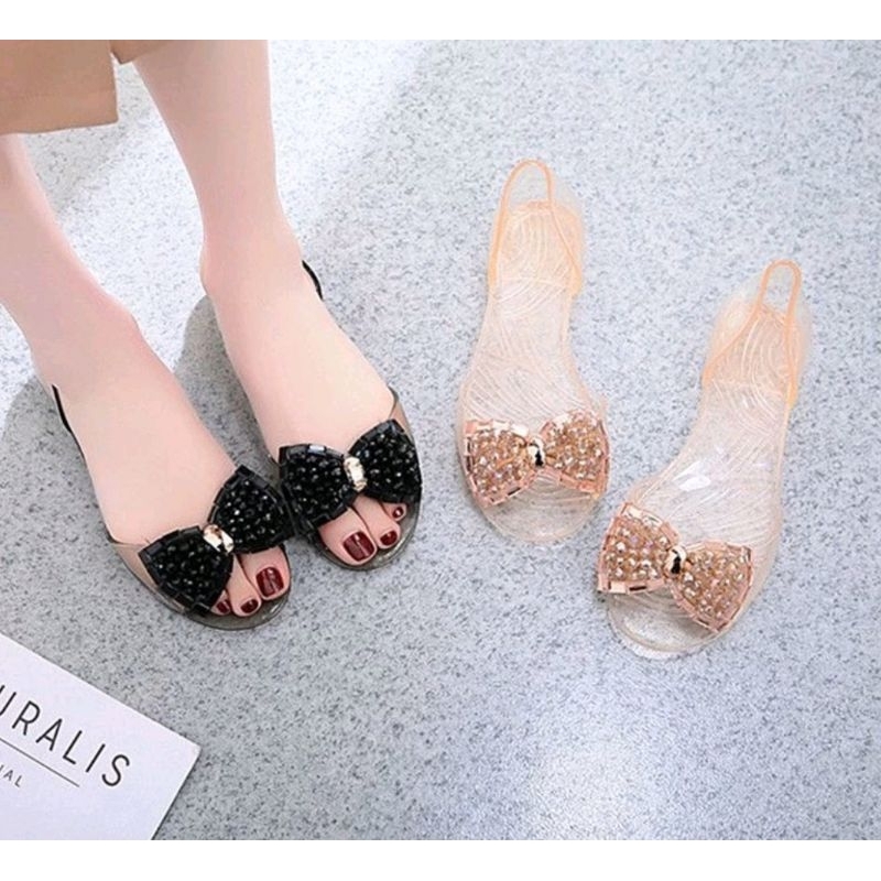 ALANA- JellyShoes Pita Wanita Summery Flat Kaca Transparan