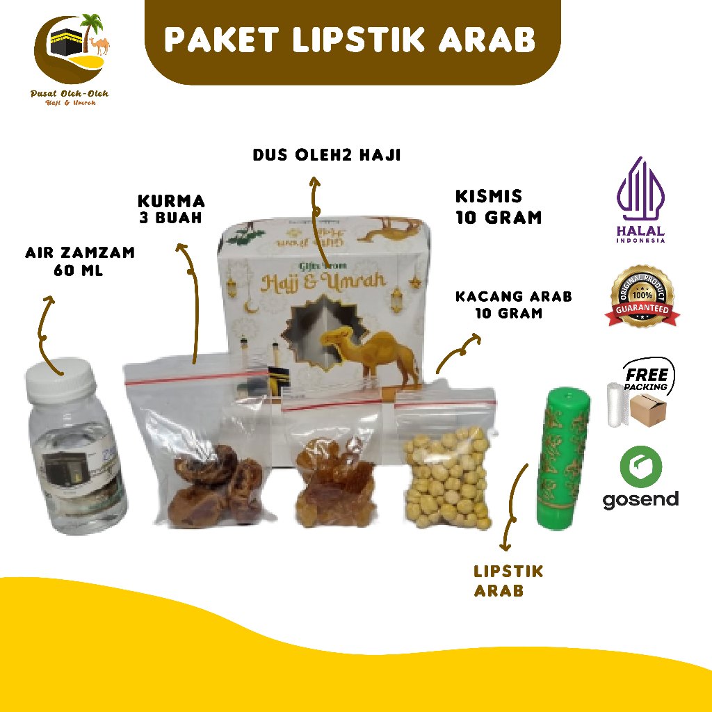

paket oleh oleh haji dan umroh ekonomis air zamzam ori + lipstik arab