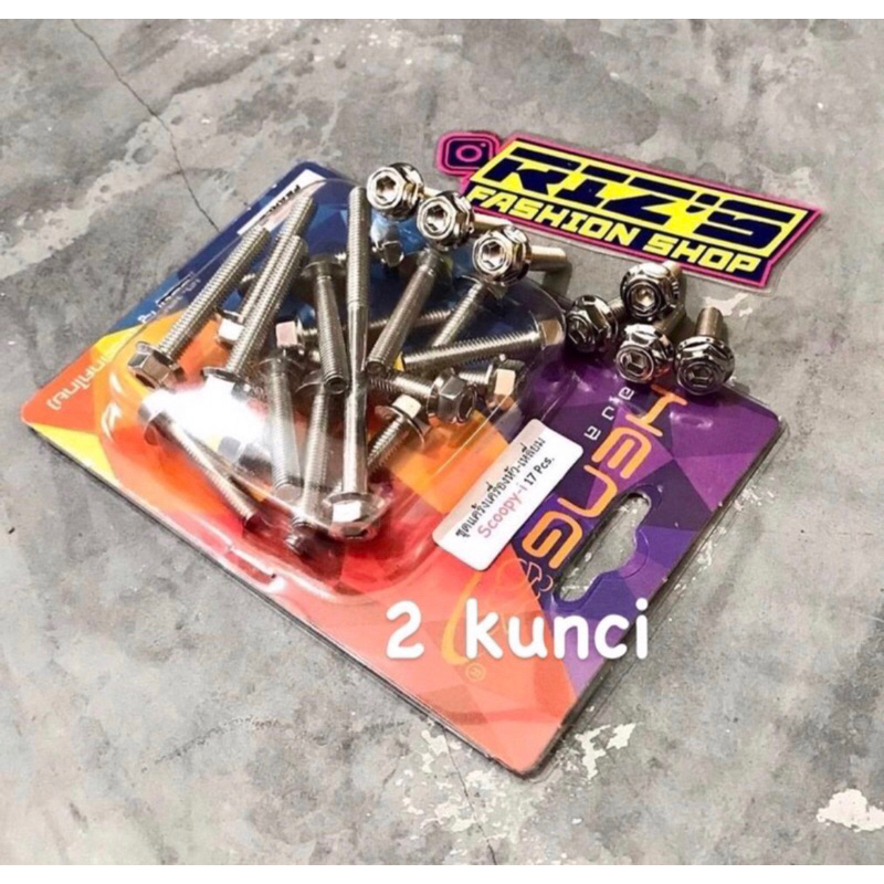 Baut probolt set cvt scoopy FI-ESP beat FI-ESP flower gold 17pcs original heng thailand