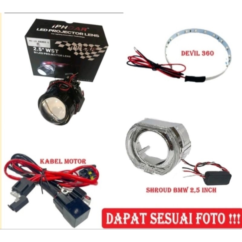 Paket Lengkap BILED IPHCAR 2.5inch 35Watt 1Sett
