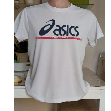 Baju Kaos oblong Katun ASICS Second original branded  Build up size XL LD 115 panjang 65