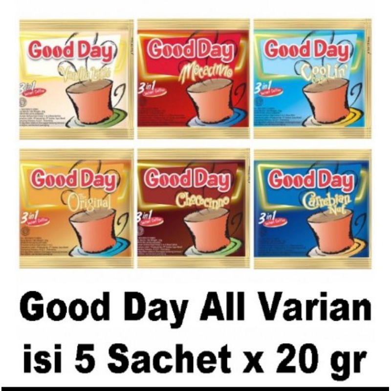 

GOOD DAY ALL VARIAN 5X20GRAM /MINUMAN INSTANT/ KOPI GOOD DAY