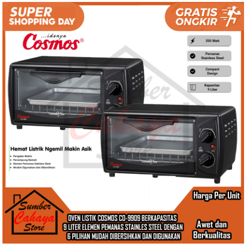 [Kargo] OVEN LISTIK LISTERIK COSMOS CO 9909 KAPASITAS 9 LITER ELEMEN PEMANAS STAINLES STENLIS SETANL