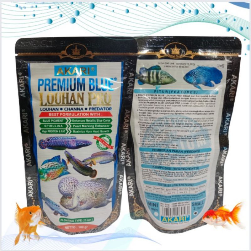Makanan ikan AKARI AA PREMIUM BLUE LOUHAN PRO 100GR