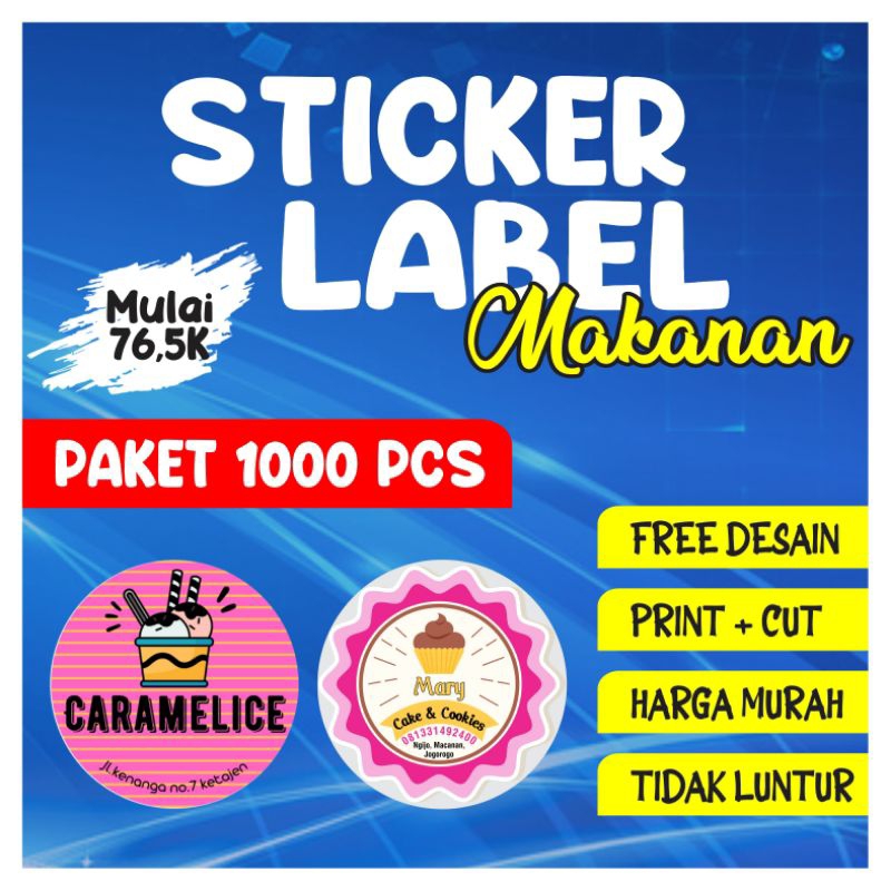 

Stiker paket 1000 pcs / sticker label kemasan makanan / cutting stiker free desain