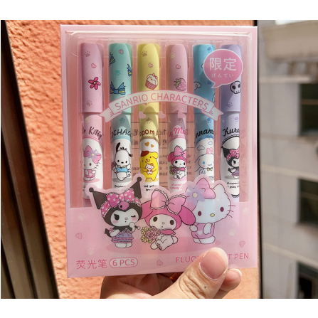 

6 PCS 1 set Stabilo sanrio highlighter/ Stabilo pastel color cute penanda pewarna