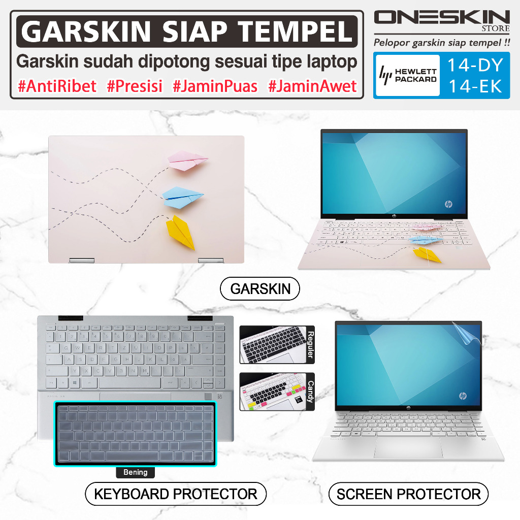 Garskin Sticker Laptop Pelindung Screen Keyboard Protector HP Pavilion x360 14-dy dy0060tu dy0061tu 