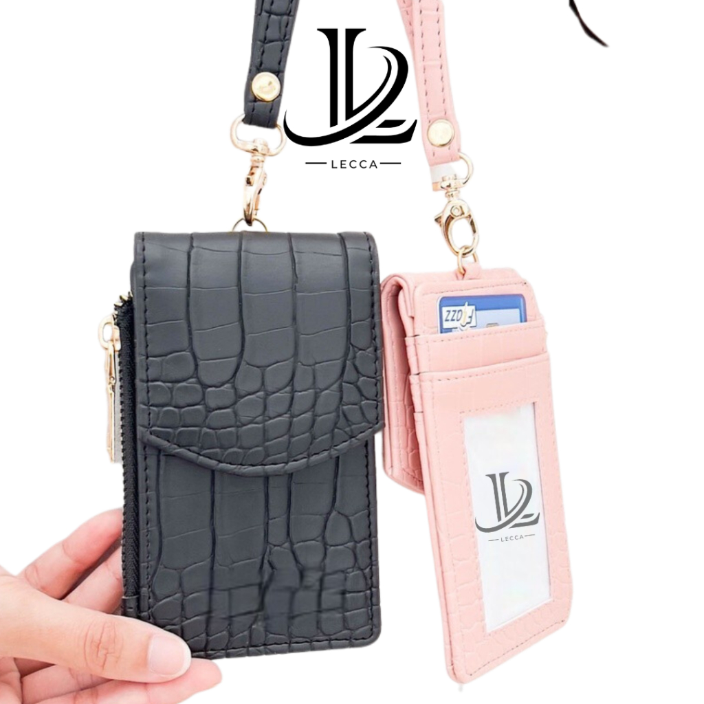 

LECCA VANILA LANYARD ID CARD HOLDER NAME TAG KULIT DUA SISI BOLAK BALIK