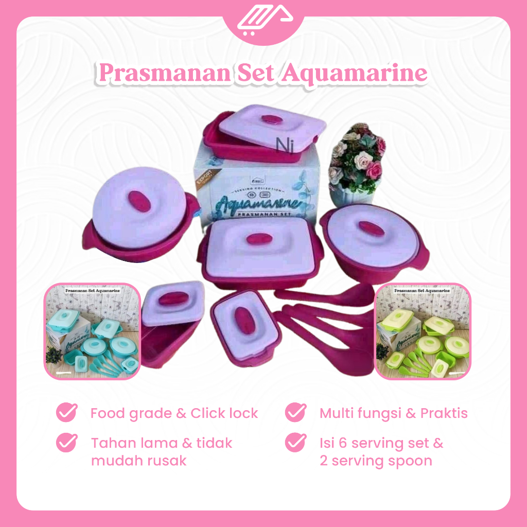 Prasmanan Set Aquamarine Wadah Saji Bahan Plastik Food Grade