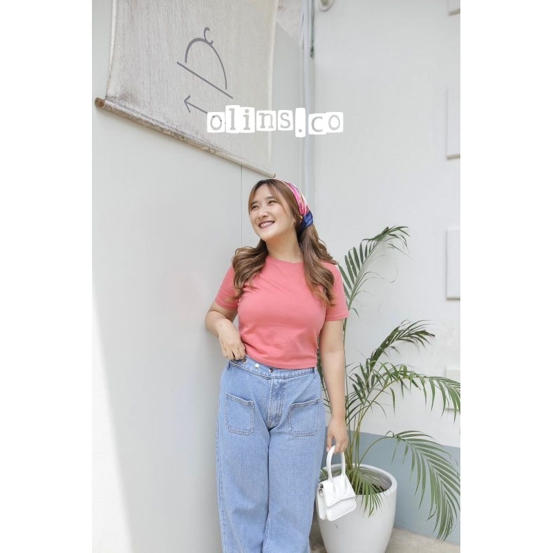 ￼Crop Top Korea Wanita Lengan Pendek Baju Crop Top Atasan Wanita Kekinian