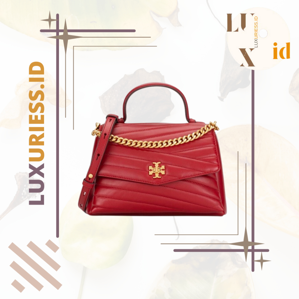 TORY BURCH KIRA CHEVRON TOP HANDLE RED