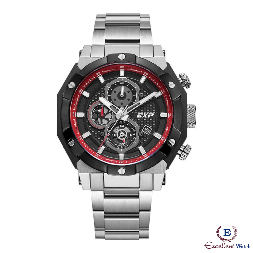 Excellent Watch Jam Tangan Pria Expedition E 6385 Silver Red