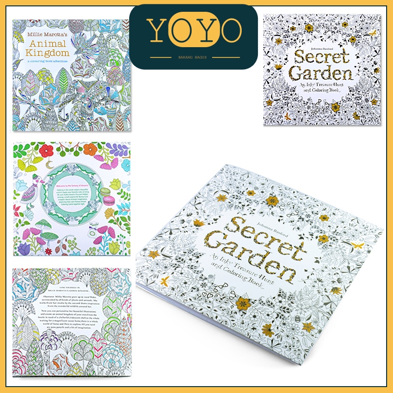 24 Pages Buku Mewarnai Dewasa Secret Garden Enchanted Forest untuk Penghilang Stress Coloring Book s