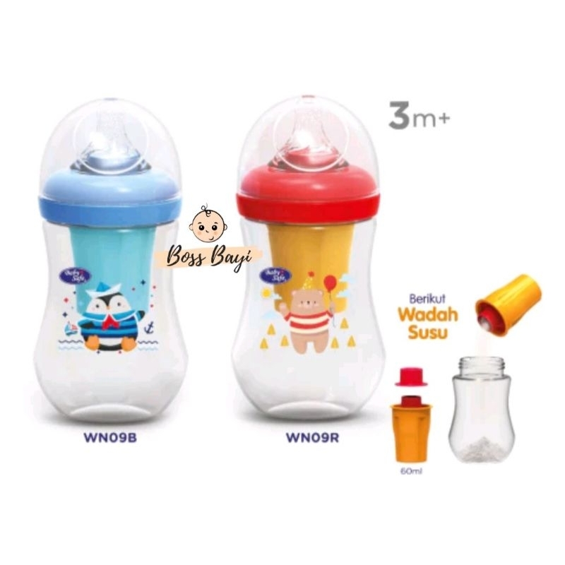 BABY SAFE - Bottle with Milk Case / Botol Dot Wide Neck dengan Tempat Susu Bubuk WN09