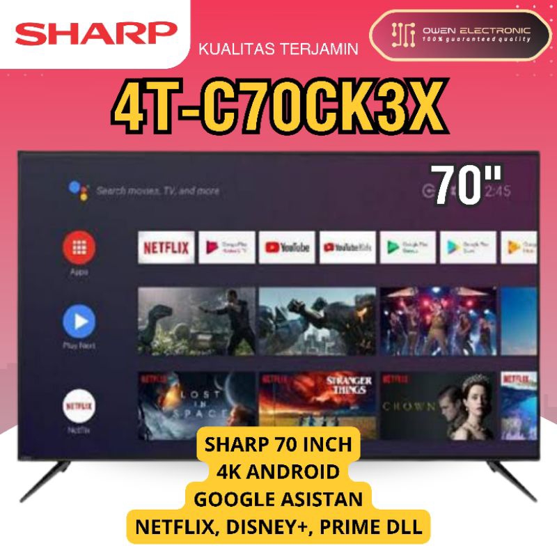 SHARP LED TV 4T-C70CK3X LED TV 70 INCH 4K UHD ANDROID TV SHARP 70CK3X - 70CK3X 70