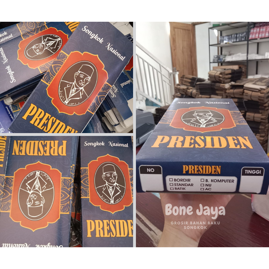 

Slop kemasan songkok merek presiden motif batik