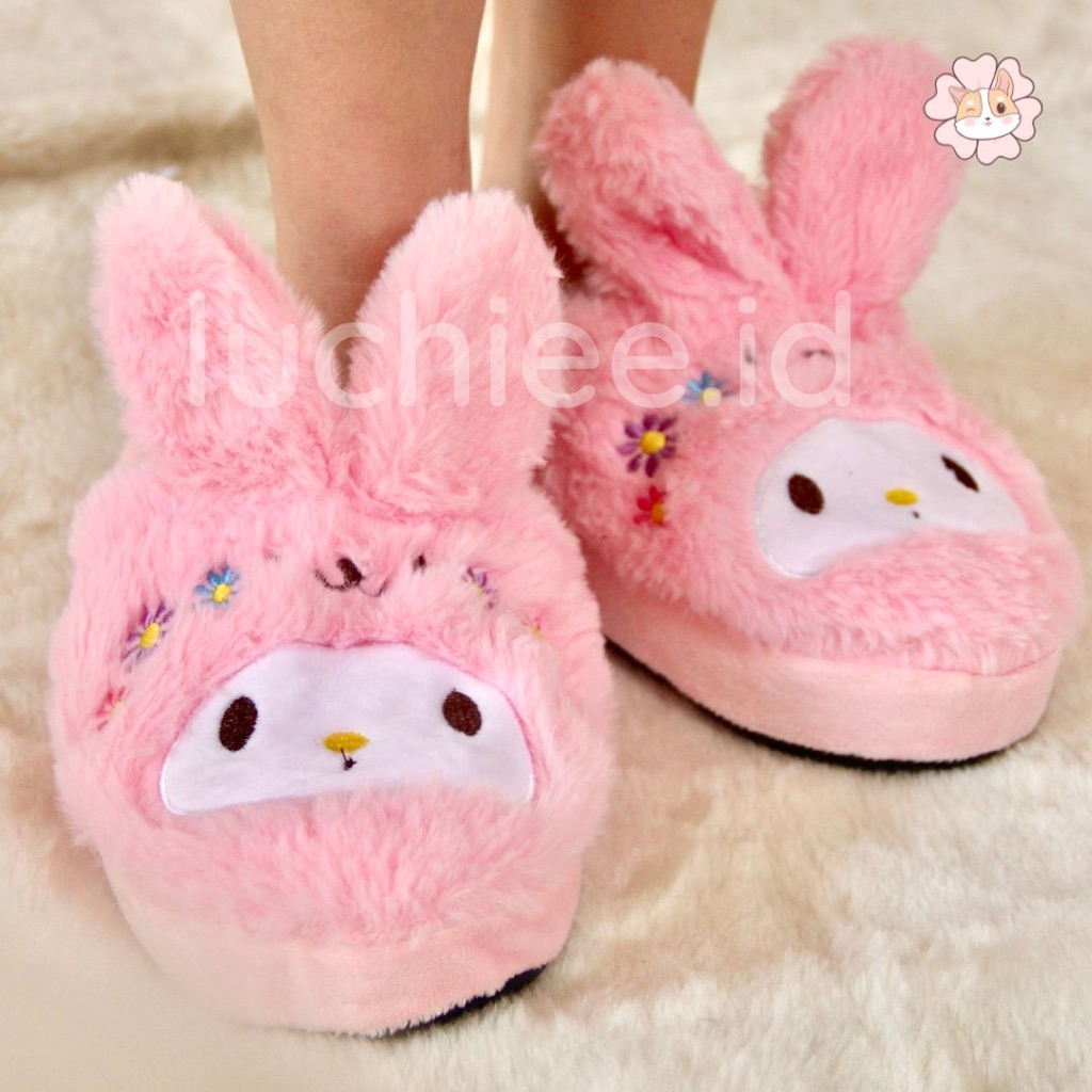 SANDAL SENDAL KAMAR/RUMAH KOREA KARAKTER SANRIO RABBIT MY MELODY KUROMI ANAK DEWASA LUCU HALUS ANTI 