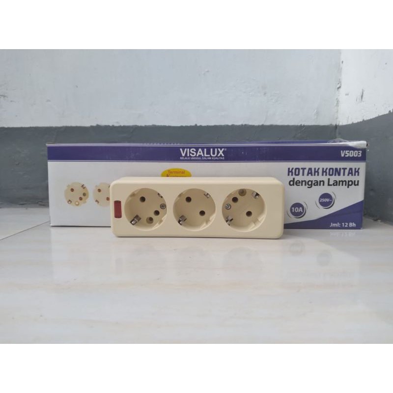 stop kontak terminal colokan 3 lubang neon visalux