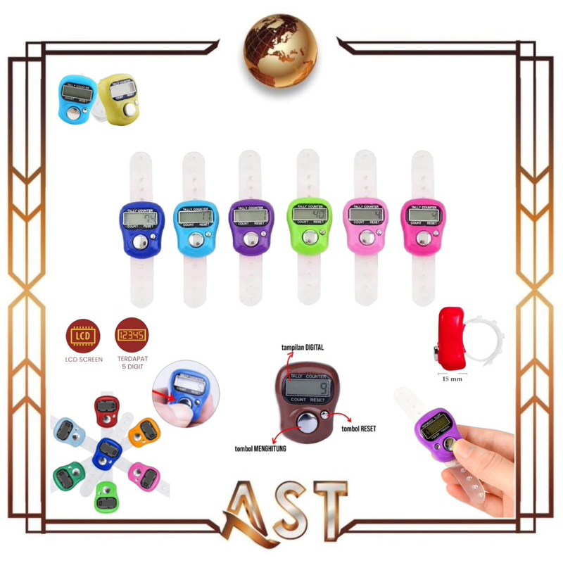 Tasbih Digital Mini Alat Hitung Finger Tally Jari led