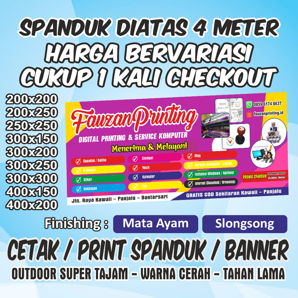 Spanduk Banner Custom Ukuran Besar Bahan Flexi Cepat Jadi