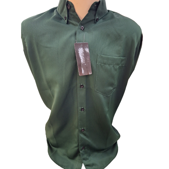 Platini Kemeja Pria Polos Panjang Slimfit Bahan Polyester