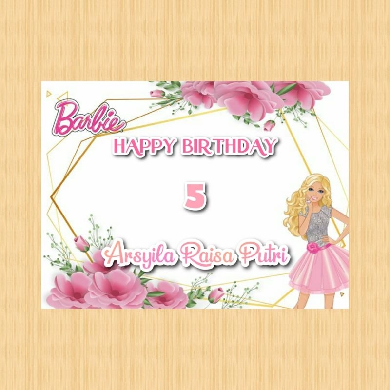 Spanduk BARBIE banner BARBIE spanduk banner ultah anak background BARBIE custom backdrop ulang tahun