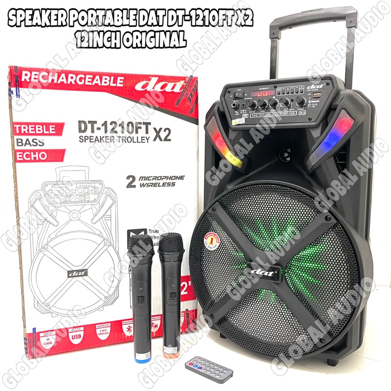 Speaker Portable DAT DT1210FTX2 12inch Original Free 2bh Mic Wireless Dat 1210 ftx2 Dt 1210Ft x2 ( B