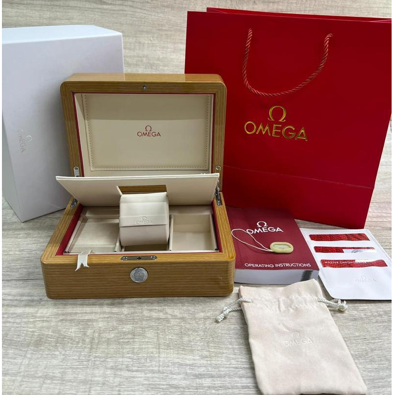 Box kotak kayu Jam Omega Tempat Jam Tangan Mewah