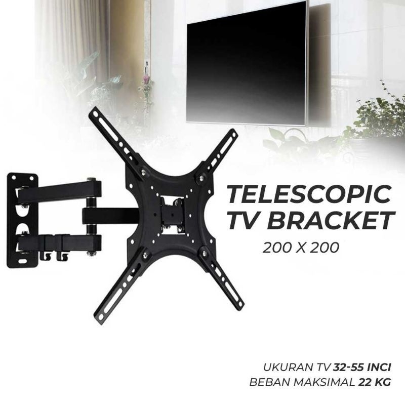 bracket TV telescopic ukuran tv 32 - 55 inch maks 22kg