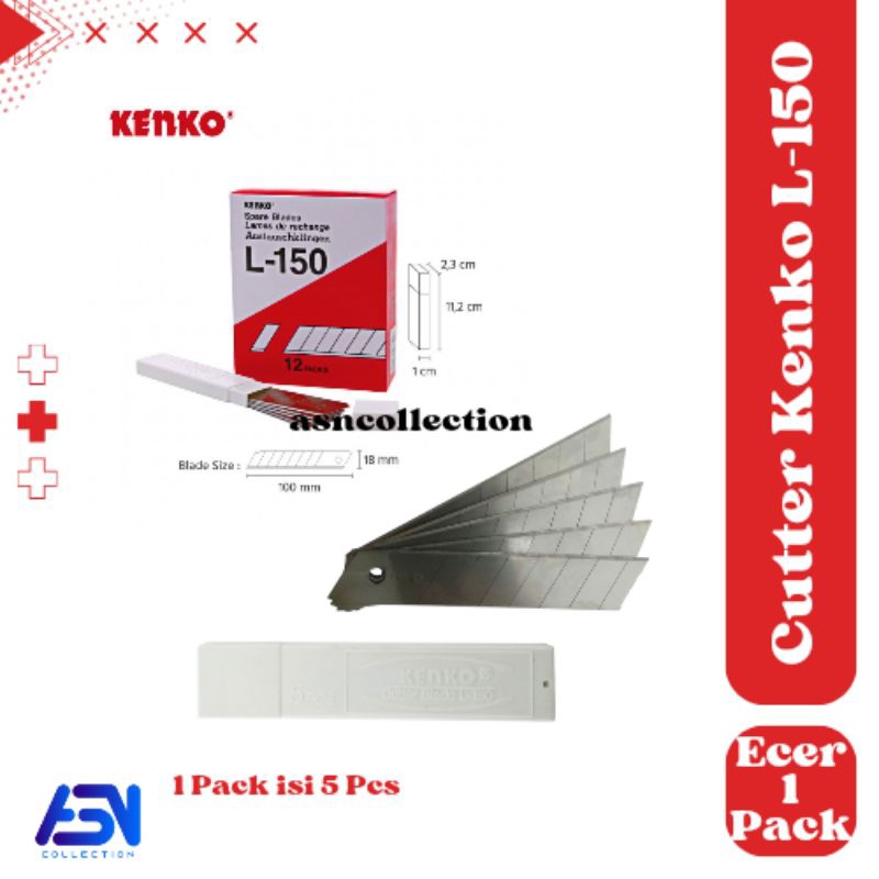 

Isi ulang Cutter Kenko Refil L150 ecer 1 pack isi 5 keping Cutter