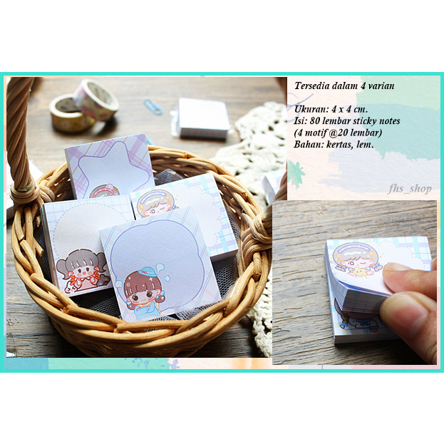 

80 Lembar Sticky Note Mini Sticky Note Aesthetic Sticky Notes Lucu Coco Sweet Emote Mini Sticky Note