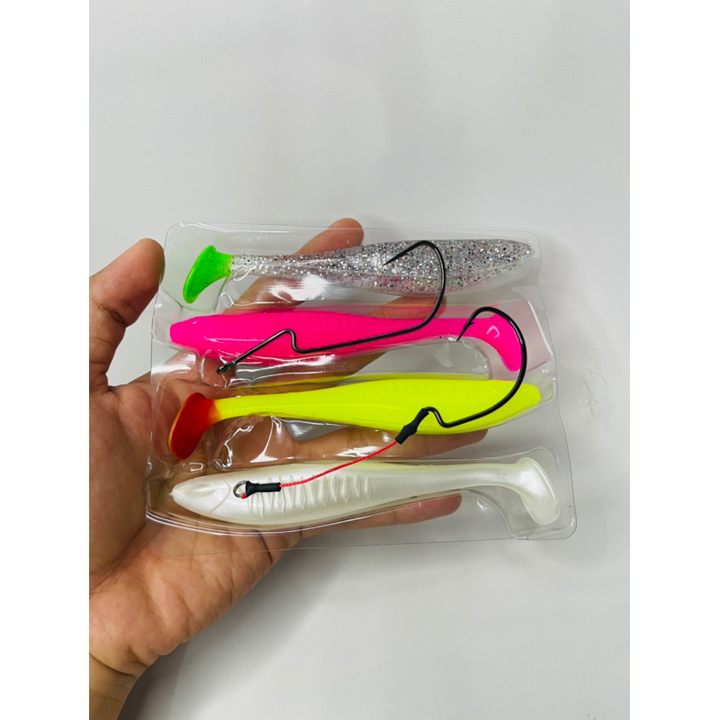 PADDLE POP 14CM ISI 4 BONUS  WORM HOOK 7/0 KEVLAR  150LBS || UMPAN CASTING GABUS TOMAN