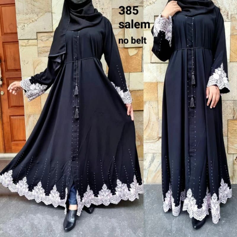 Abaya Gamis Dubai Kode385 Renda Pink
