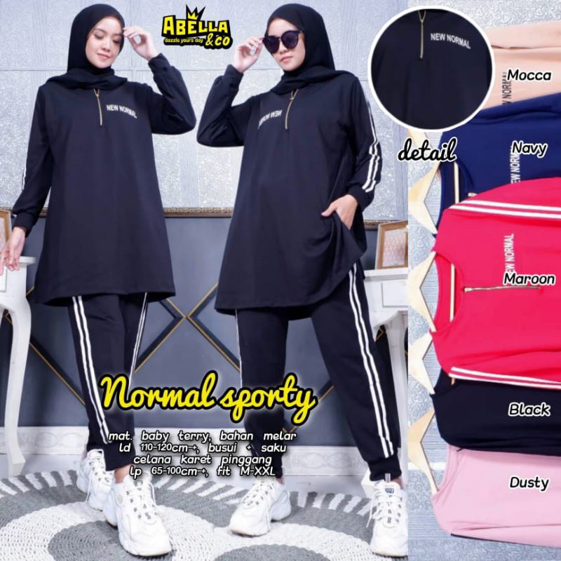 Normal sporty by abella / setelan olahraga muslimah / sport set wanita / set olahraga tunik / navara